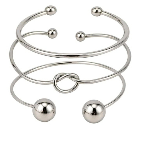 3 Silver Bracelets Bohemian Style - Picture 4 of 5